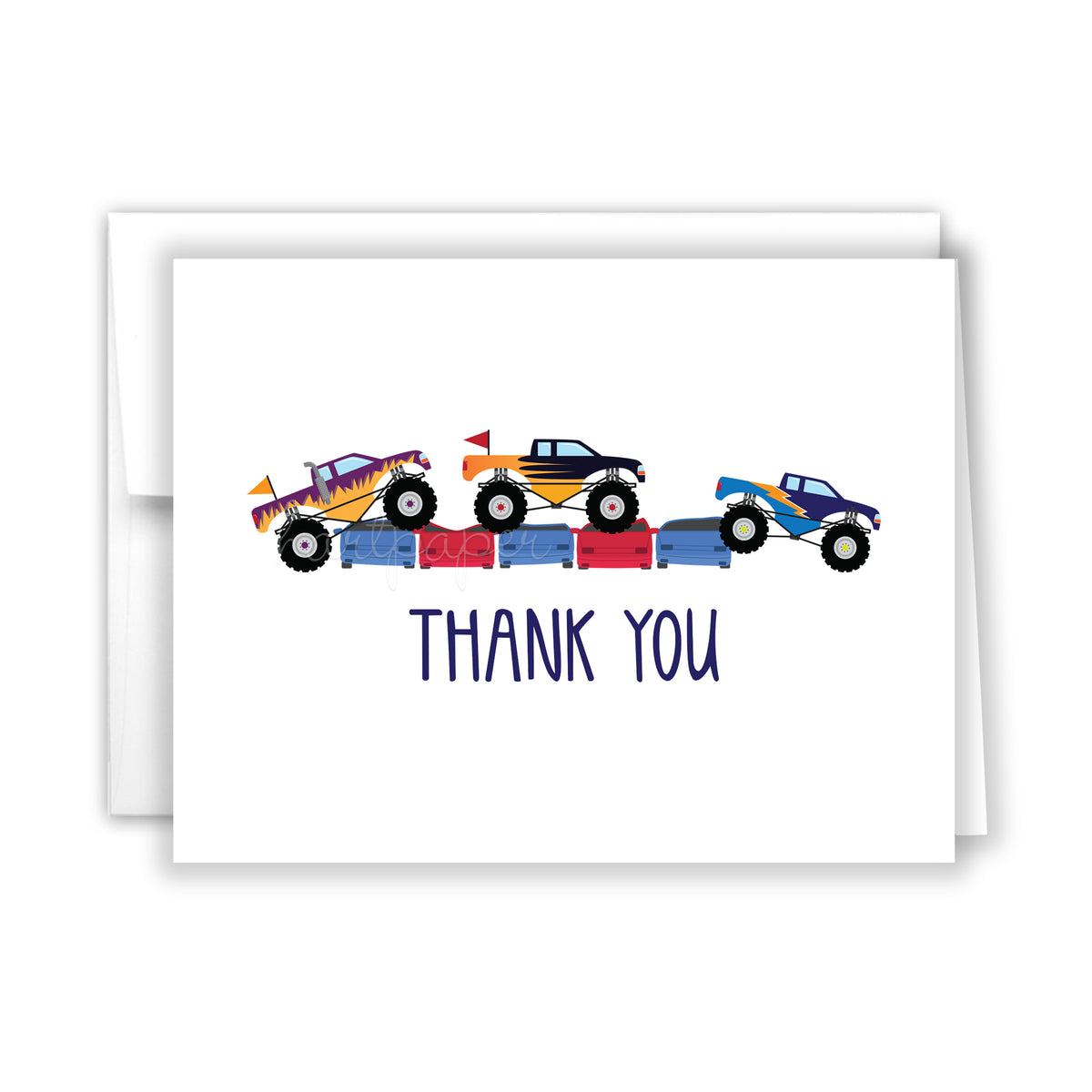 Monster Truck Thank You Cards Note Card Personalized Custom Stationery • Flat or Folded