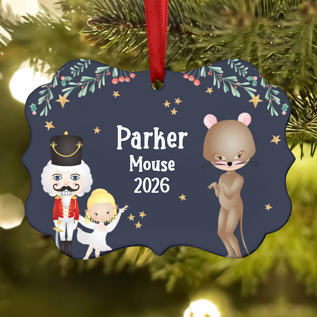 Mouse Brown Rat King Queen Baby Lead • Nutcracker Christmas Ornament Personalized Custom Holiday Decor Gift Boy Girl Ballerina Ballet