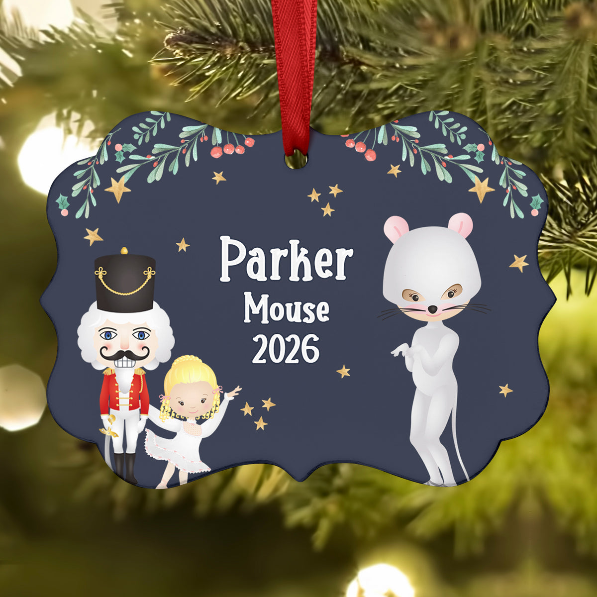 Mouse Light Gray Rat King Queen Baby Lead • Nutcracker Christmas Ornament Personalized Custom Holiday Decor Gift Boy Girl Ballerina Ballet