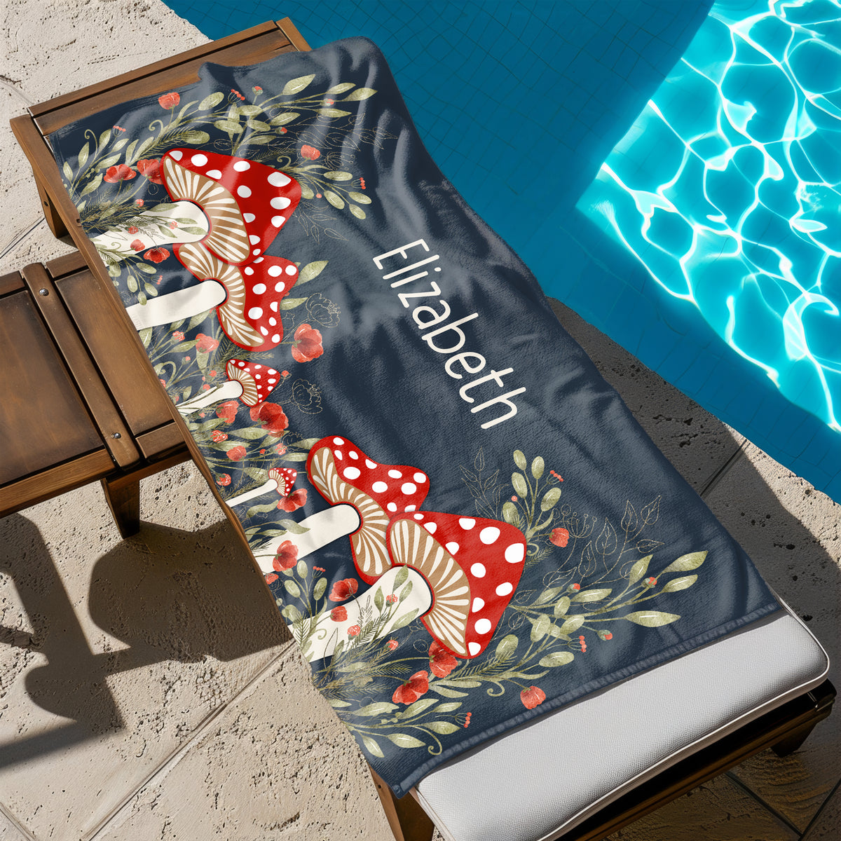 Mushroom Personalized Beach Towel • Custom 30x60 Swimming Swim Bath Bathroom Pool