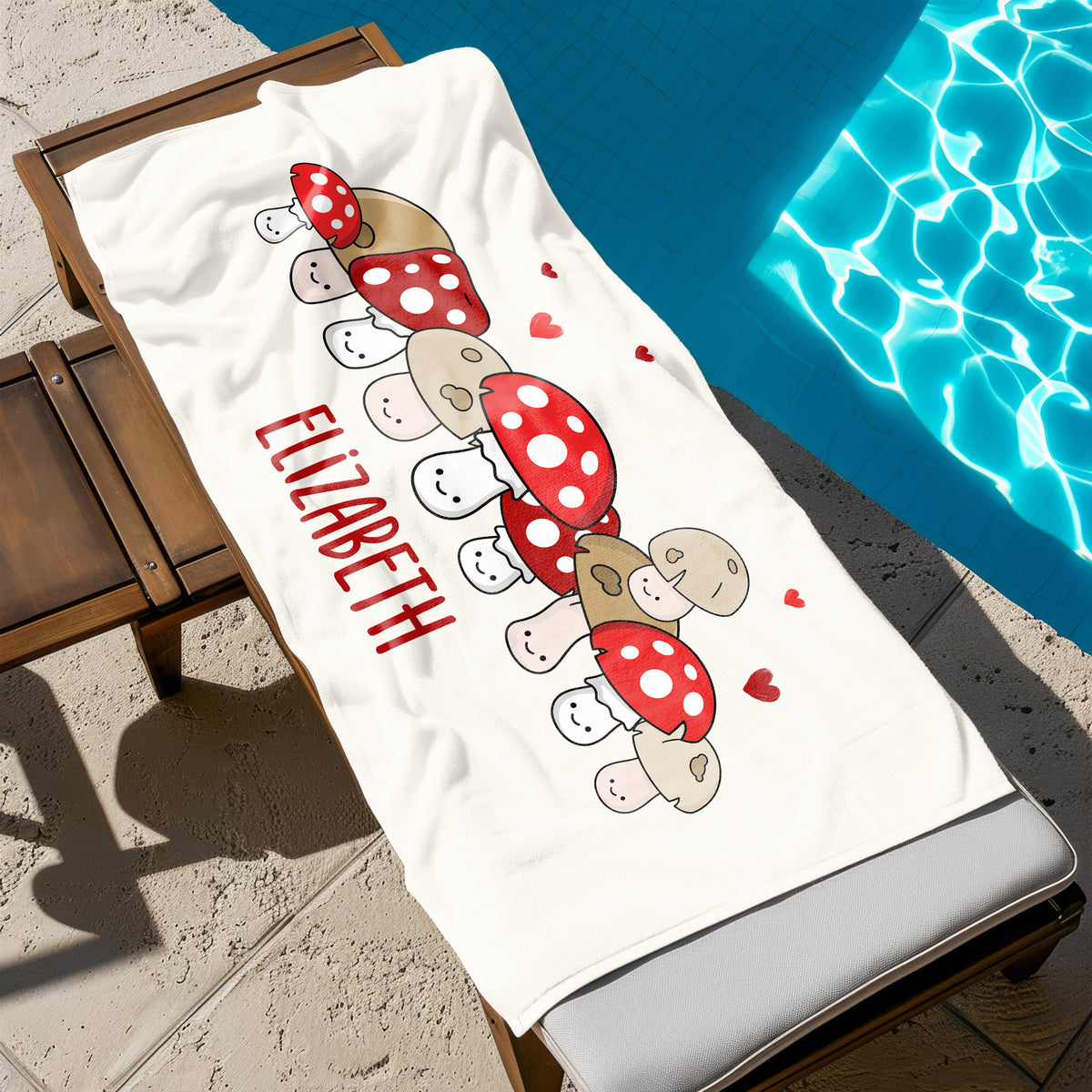 Mushroom Personalized Beach Towel • Custom 30x60 Swimming Swim Bath Bathroom Pool