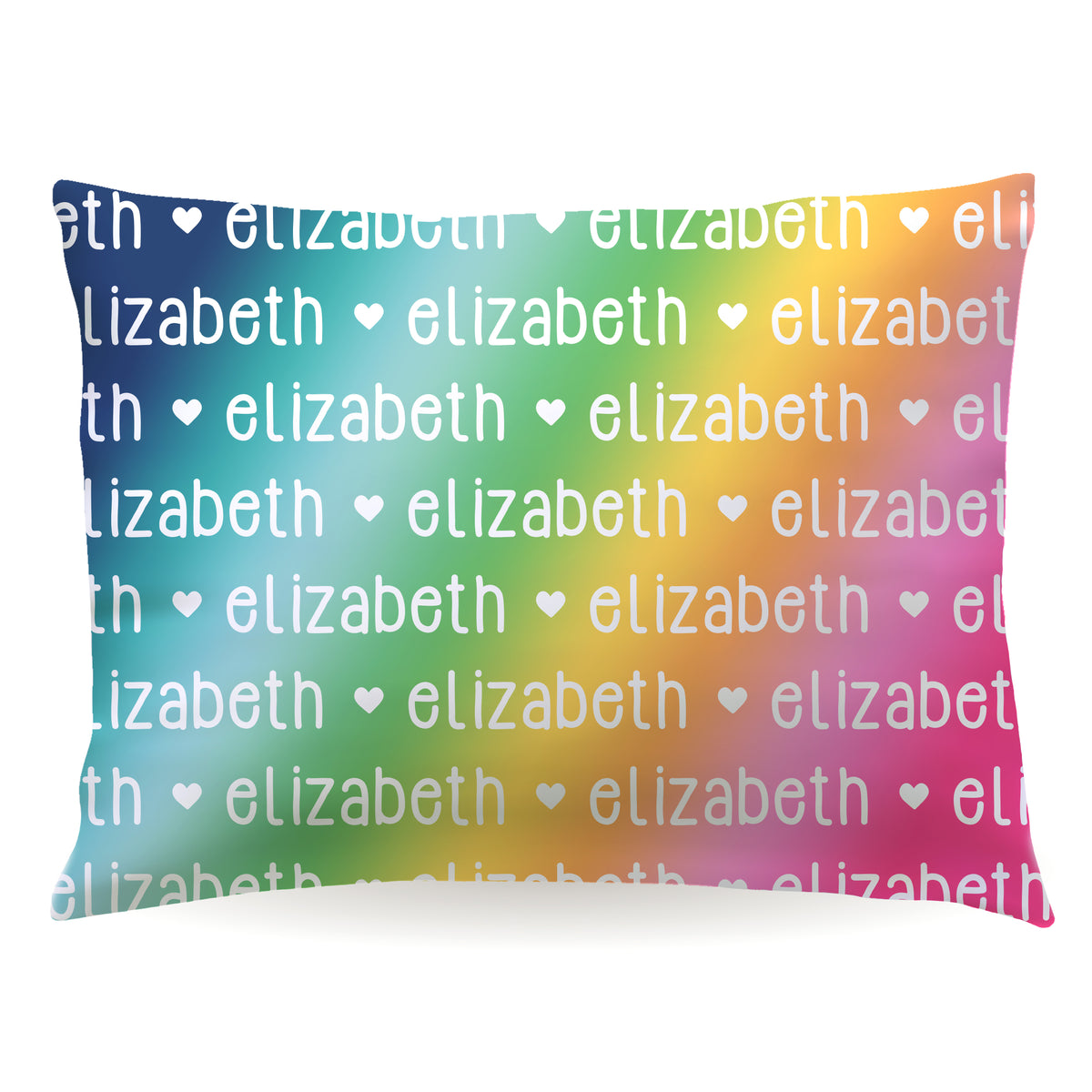 Rainbow Repeat Name Personalized Custom Pillowcase • Standard or Toddler Size
