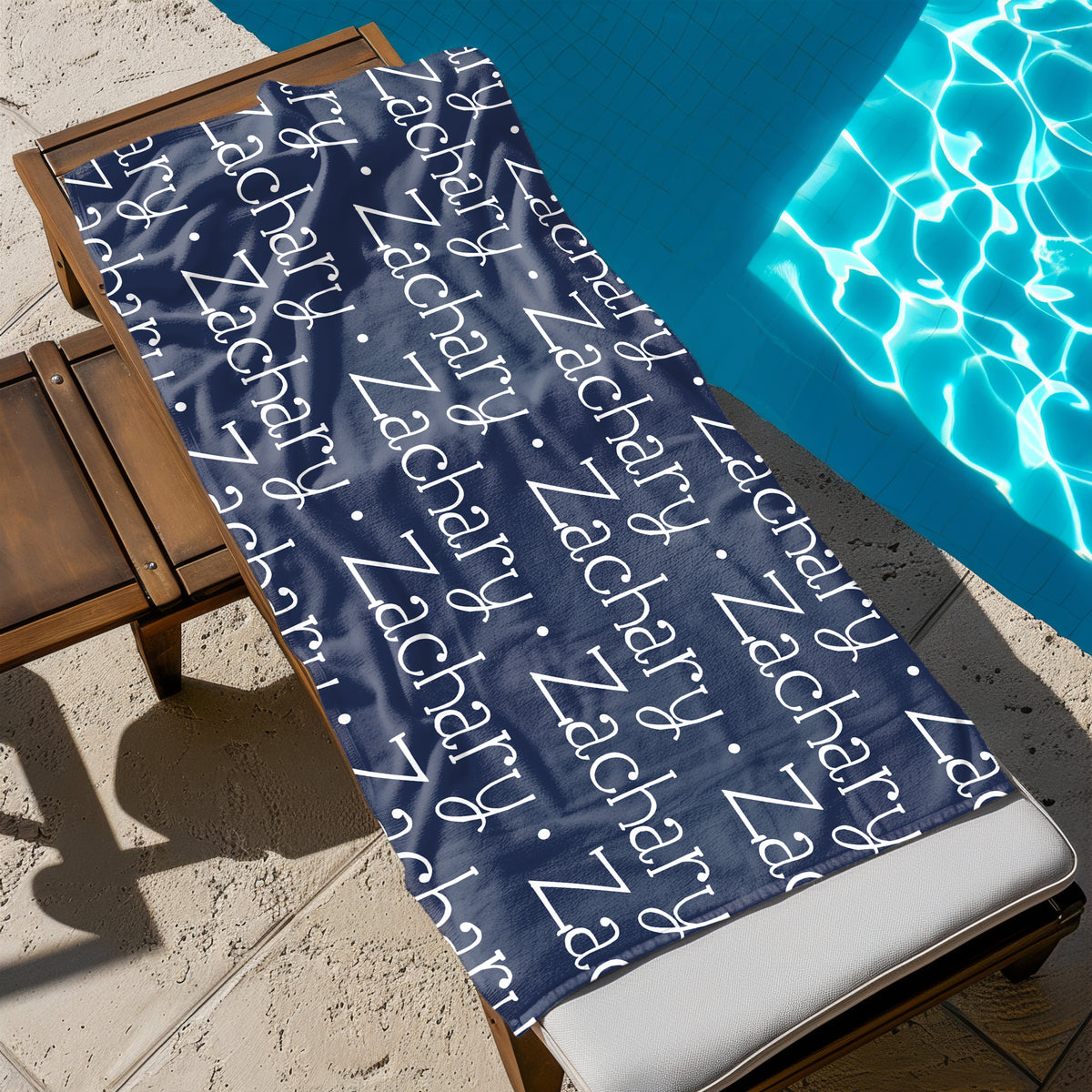ANY COLOR Repeat Name Personalized Beach Towel • Custom 30x60 Swimming Swim Bath Bathroom Pool