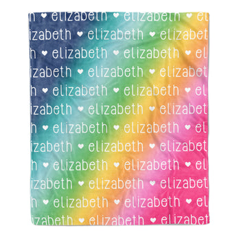 Rainbow Repeat Name Minky Blanket Personalized Custom