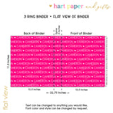 ANY COLOR Repeat Name Personalized 2" 3 Ring Binder
