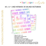 Rainbow Name Personalized Notebook or Sketchbook