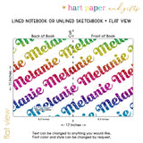 Rainbow Name Personalized Notebook or Sketchbook