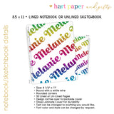 Rainbow Name Personalized Notebook or Sketchbook