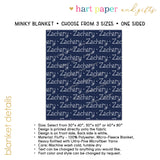 ANY COLOR Repeat Name Minky Blanket Personalized Custom