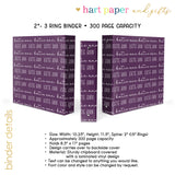 ANY COLOR Repeat Name Personalized 2" 3 Ring Binder