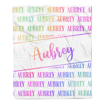 Rainbow Repeat Name Minky Blanket Personalized Custom