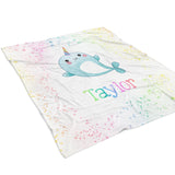 Rainbow Narwhal Minky Blanket Personalized Custom