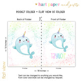 Narwhal Rainbow Personalized 2-Pocket Folder