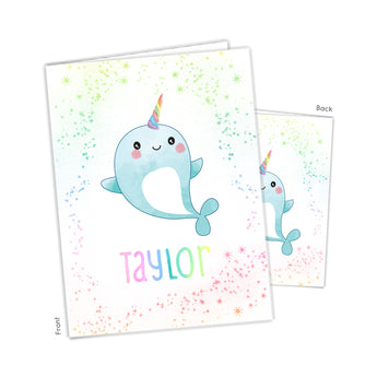 Narwhal Rainbow Personalized 2-Pocket Folder