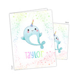 Narwhal Rainbow Personalized 2-Pocket Folder