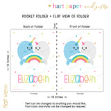 Narwhal Rainbow Personalized 2-Pocket Folder