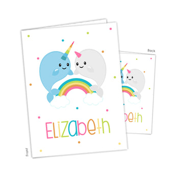 Narwhal Rainbow Personalized 2-Pocket Folder