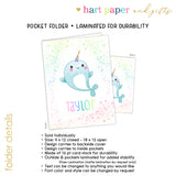 Narwhal Rainbow Personalized 2-Pocket Folder