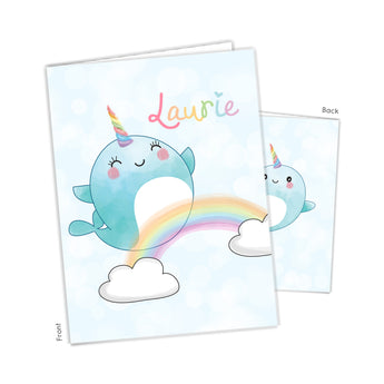 Narwhal Rainbow Personalized 2-Pocket Folder