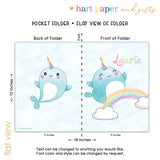 Narwhal Rainbow Personalized 2-Pocket Folder