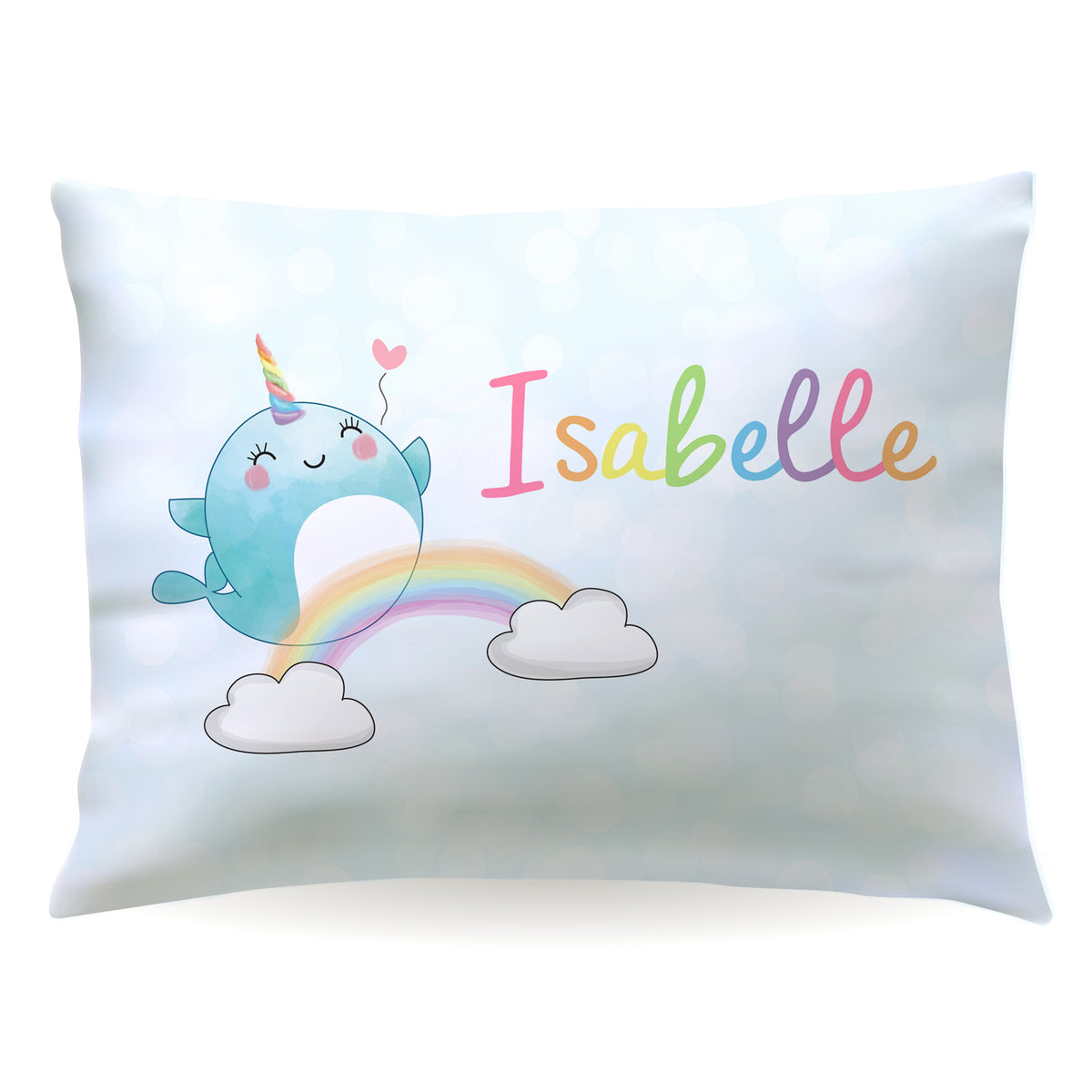 Narwhal Rainbow Personalized Custom Pillowcase • Standard or Toddler Size