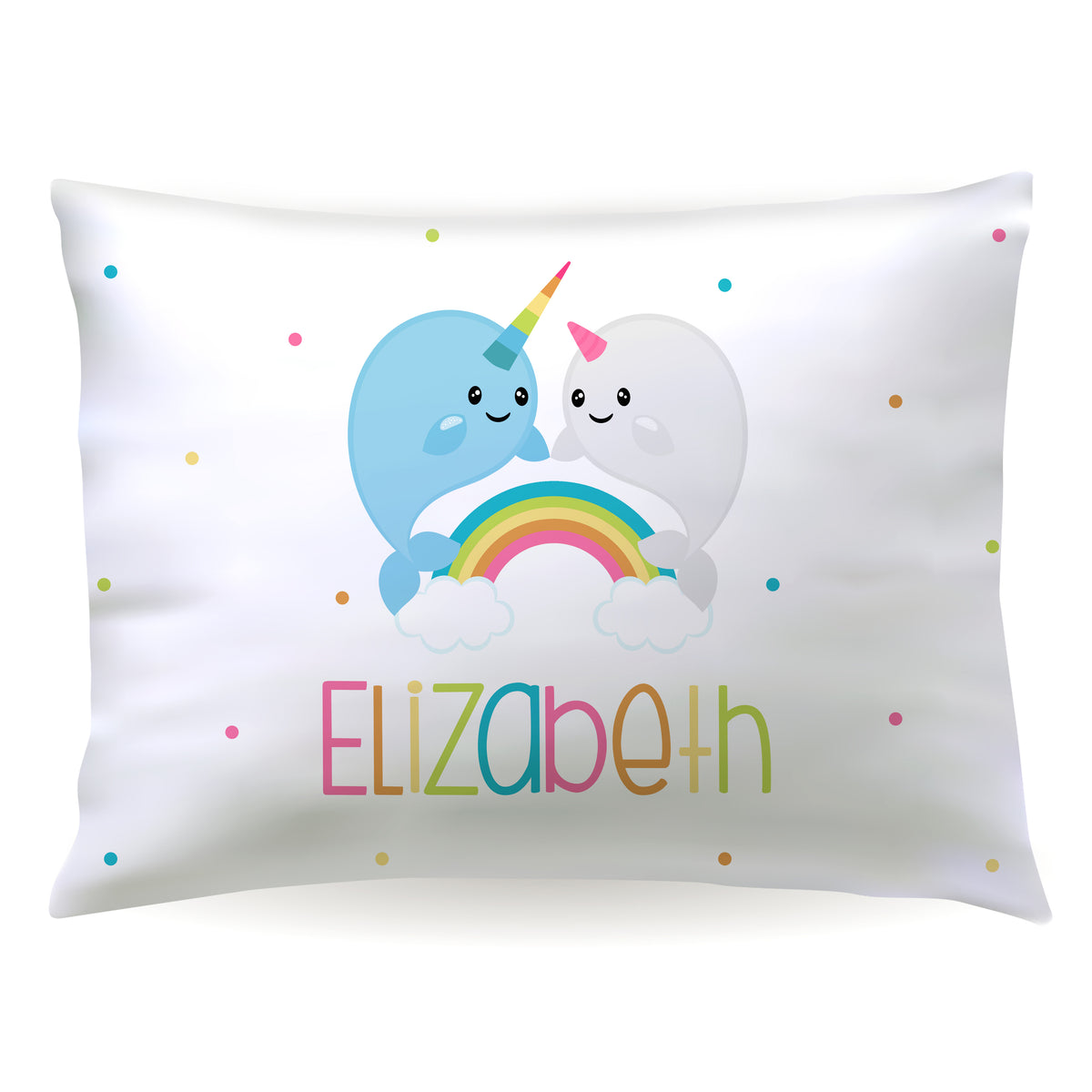 Narwhal Rainbow Personalized Custom Pillowcase • Standard or Toddler Size