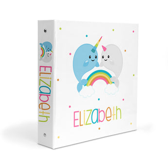 Rainbow Narwhal Personalized 2" 3 Ring Binder