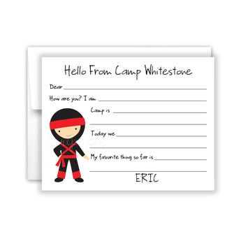 Ninja Sports Summer Camp Camping Note Cards Stationery • Fill in Blank, Lined or Blank Cards