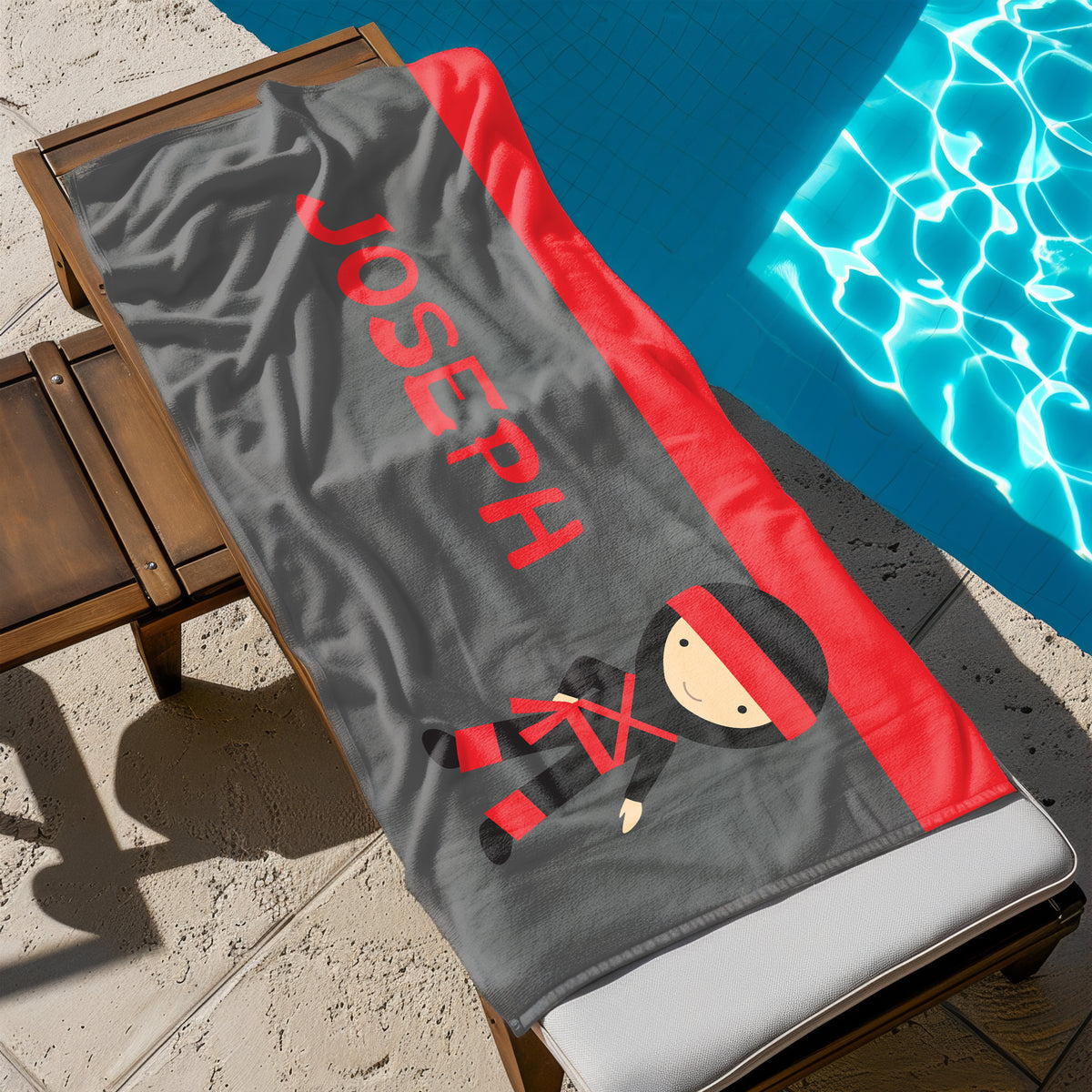 Ninja Sports Personalized Beach Towel • Custom 30x60 Swimming Swim Bath Bathroom Pool