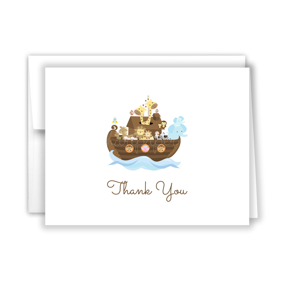 Noah's Ark Thank You Cards • Folded Flat Note Card Stationery