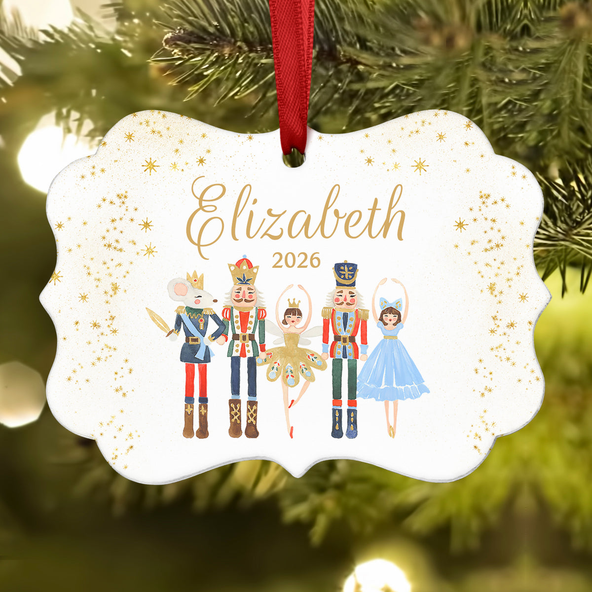 Nutcracker Christmas Ornament Personalized Custom Holiday Decor Gift Boy Girl Ballerina Ballet