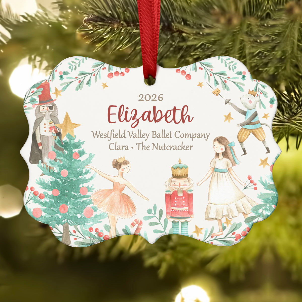 Nutcracker Christmas Ornament with Role & Show Personalized Custom Holiday Decor Gift Boy Girl Ballerina Ballet