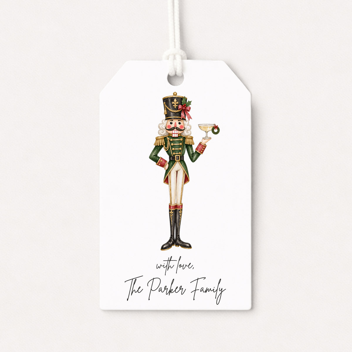 Whimsical Nutcracker Champagne Personalized Gift Tags • Christmas Holiday Gift Wrapping • Custom Family Name Tag • Ballerina Dance Gifts Whimsical