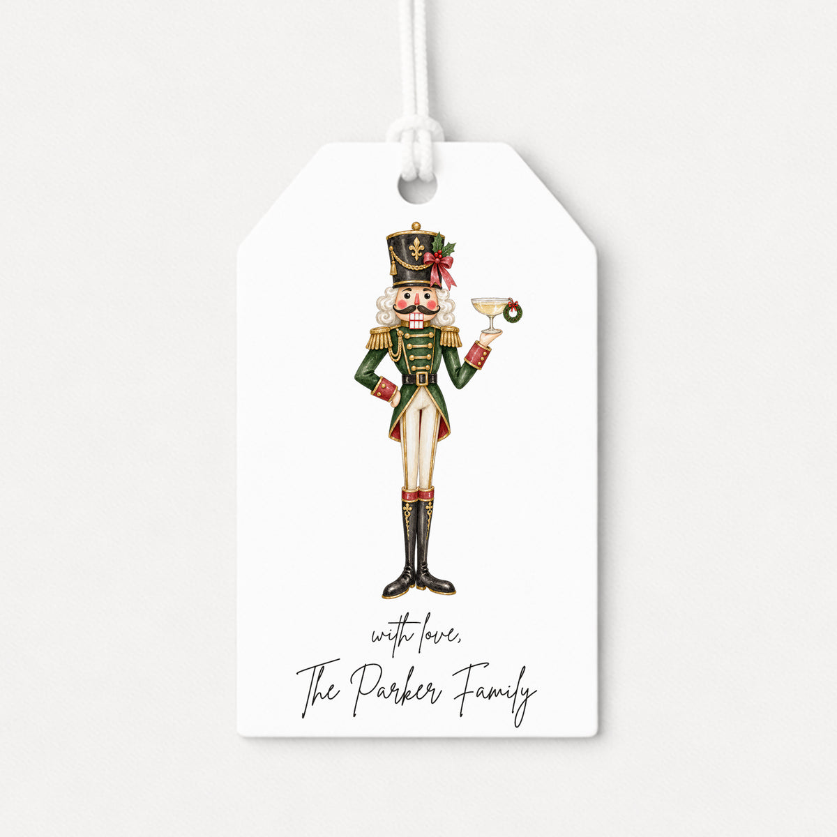 Whimsical Nutcracker Champagne Personalized Gift Tags • Christmas Holiday Gift Wrapping • Custom Family Name Tag • Ballerina Dance Gifts Whimsical