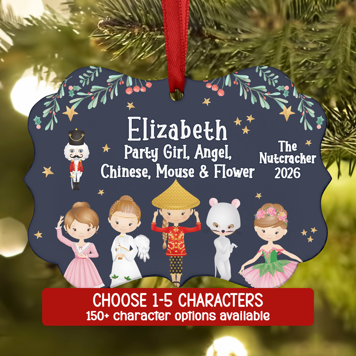 Select up to 5 Roles • Nutcracker Christmas Ornament Personalized Custom Holiday Decor Gift Boy Girl Ballerina Ballet
