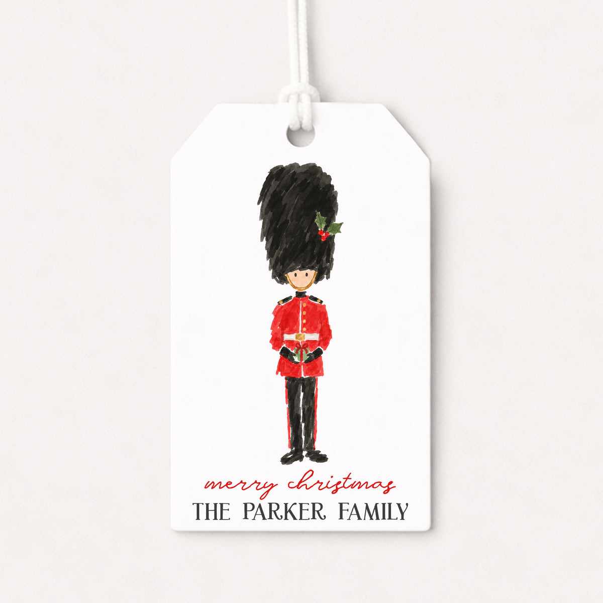 London Soldier Nutcracker Personalized Gift Tags • Christmas Holiday Gift Wrapping • Custom Family Name Tag • Gifts Whimsical