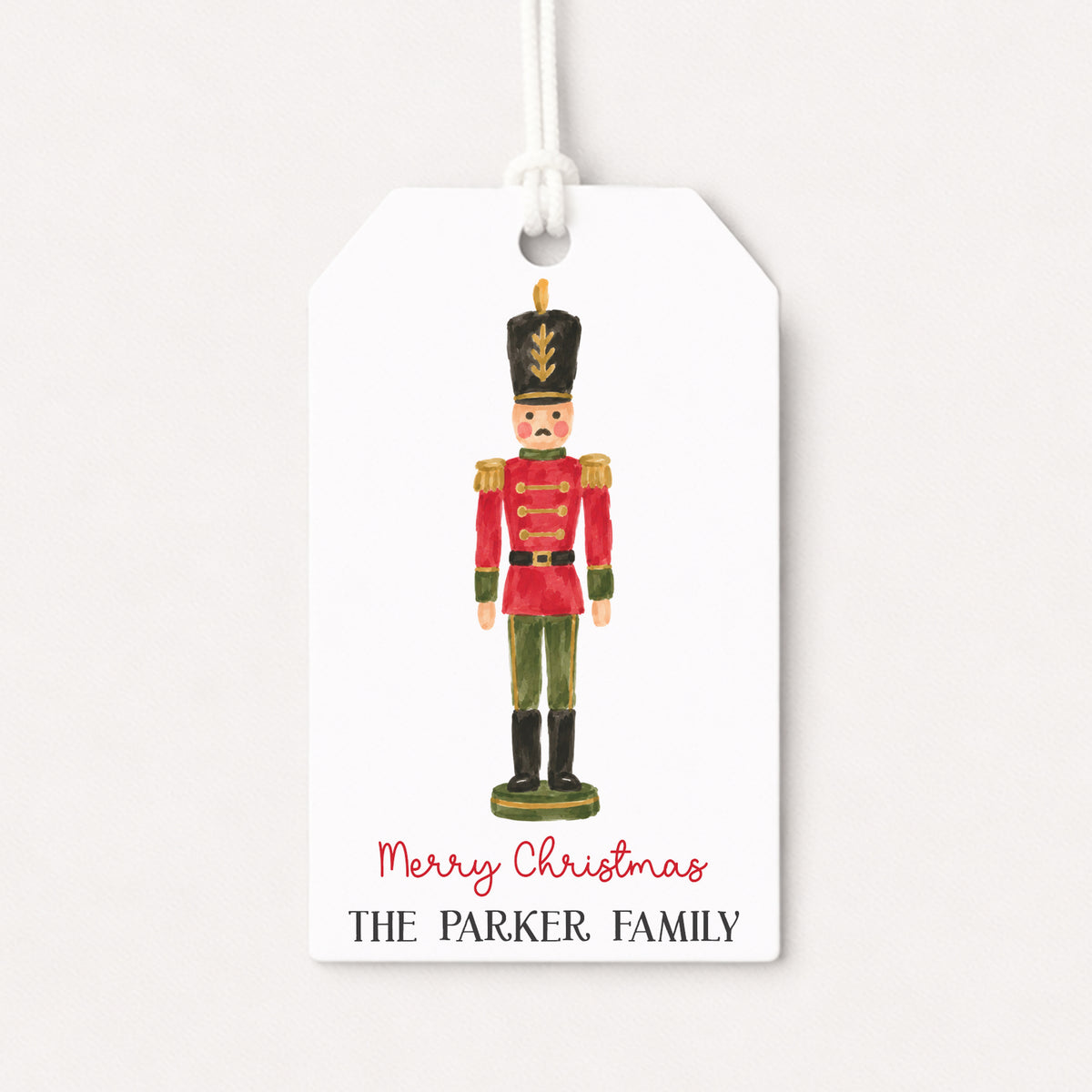 Toy Soldier Nutcracker Personalized Gift Tags • Christmas Holiday Gift Wrapping • Custom Family Name Tag • Gifts Whimsical