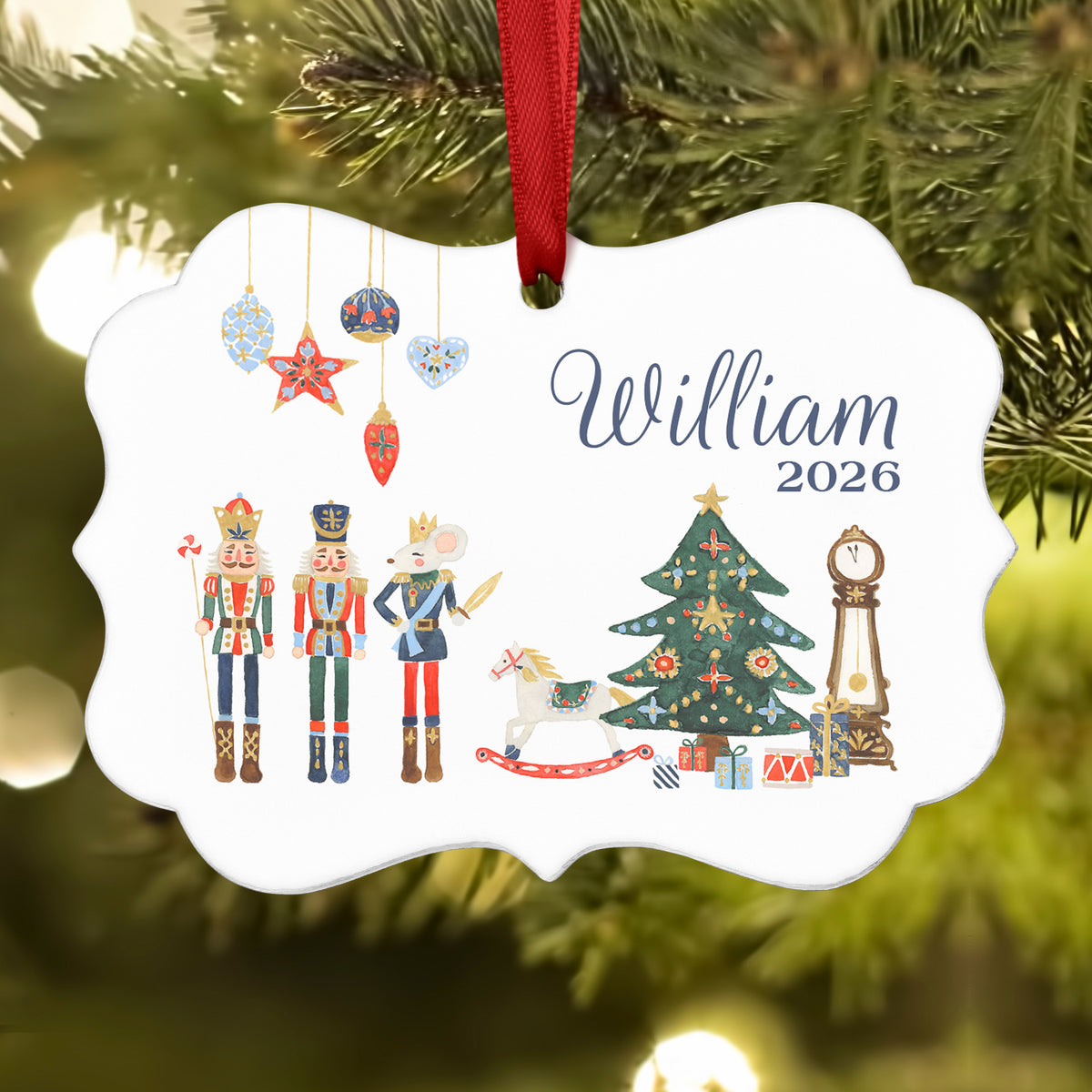 Nutcracker Christmas Ornament Personalized Custom Holiday Decor Gift Boy Girl Ballerina Ballet