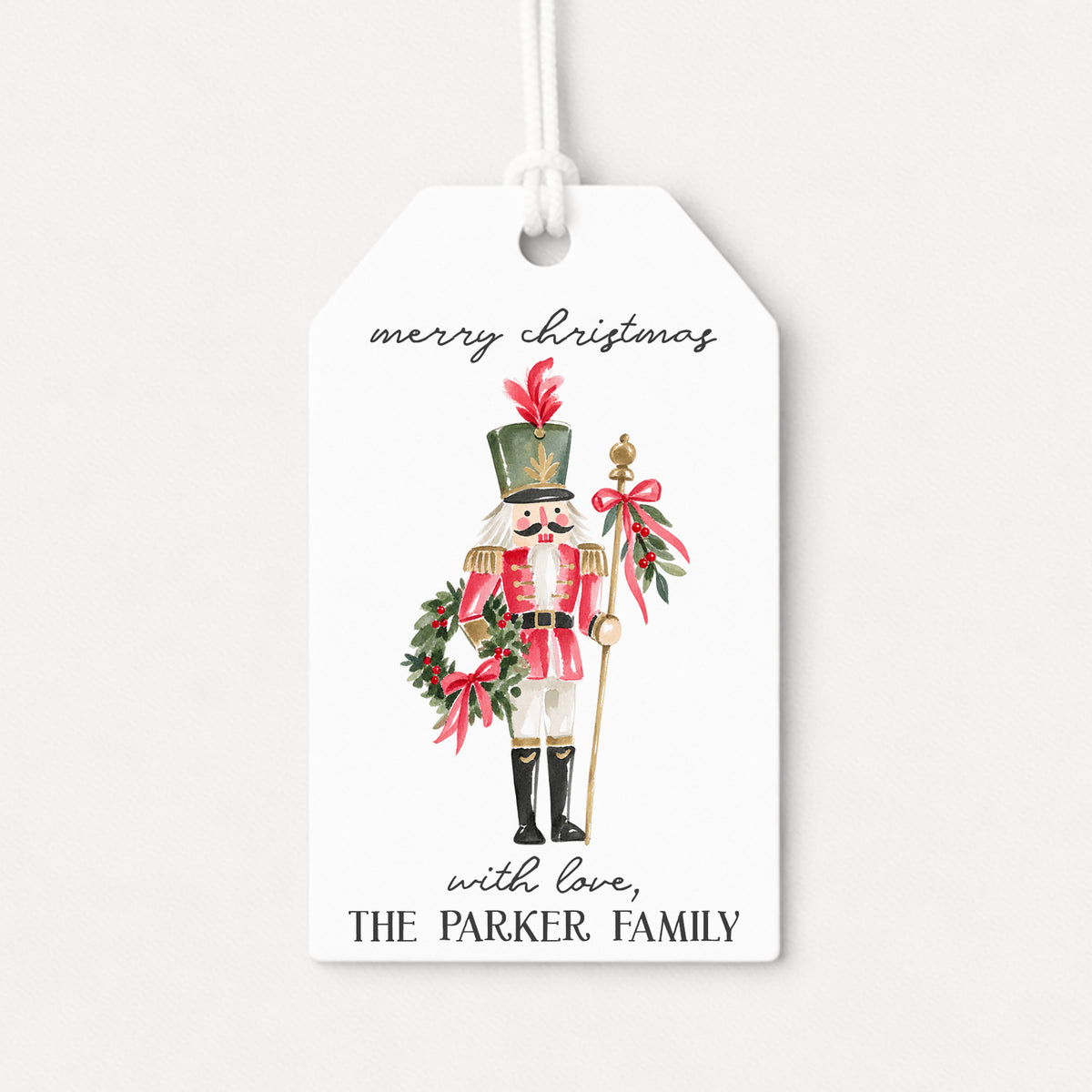 Nutcracker Coquette Soldier Ballet Personalized Gift Tags • Christmas Holiday Gift Wrapping • Custom Family Name Tag • Ballerina Dance Gifts Whimsical