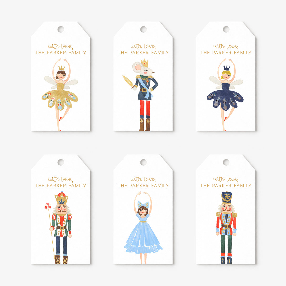 Nutcracker Ballet Christmas Personalized Gift Tags • Christmas Holiday Gift Wrapping • Custom Family Name Tag • Gifts