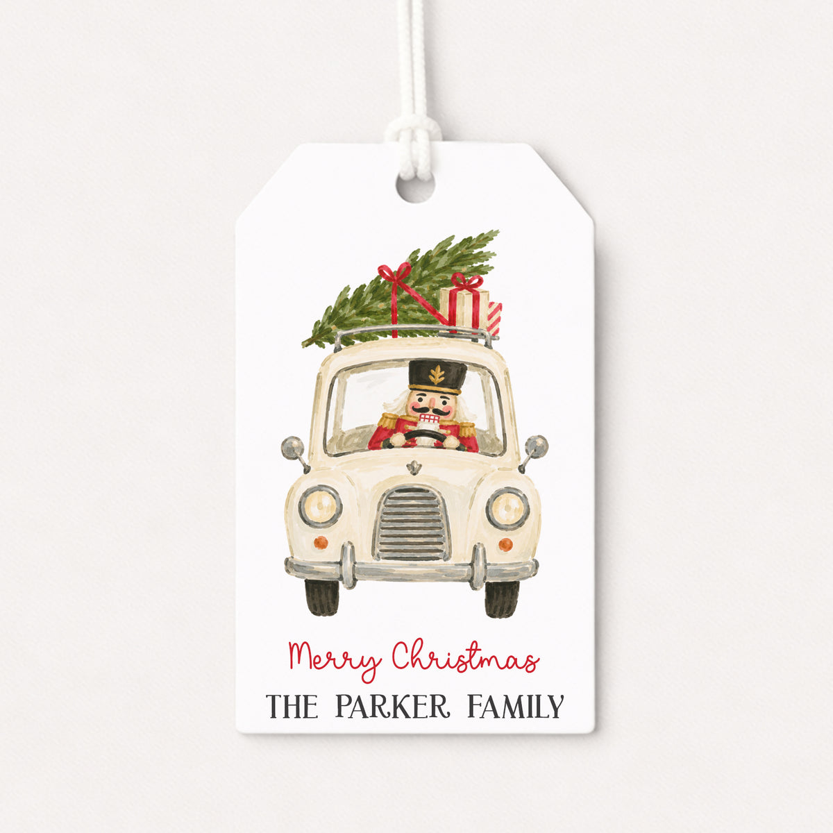 Driving Nutcracker Personalized Gift Tags • Christmas Holiday Gift Wrapping • Custom Family Name Tag • Gifts Whimsical