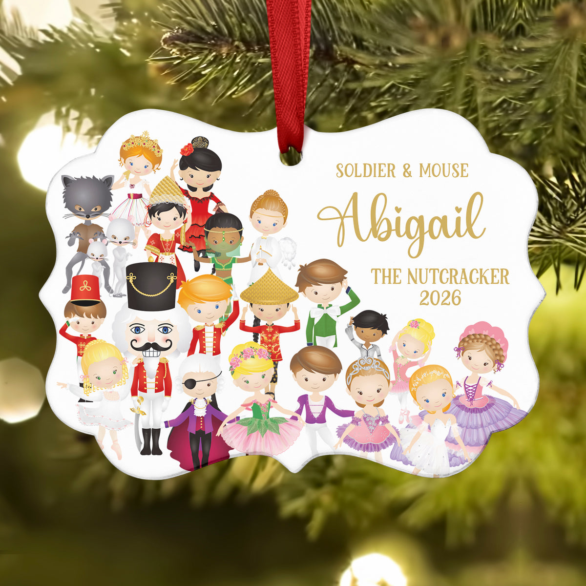 Nutcracker Christmas Ornament Personalized Custom Holiday Decor Gift Boy Girl Ballerina Ballet