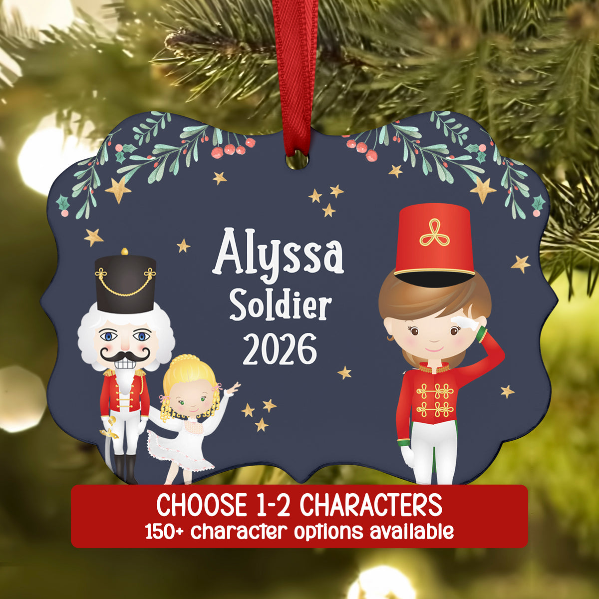 Select up to 2 Roles • Nutcracker Christmas Ornament Personalized Custom Holiday Decor Gift Boy Girl Ballerina Ballet