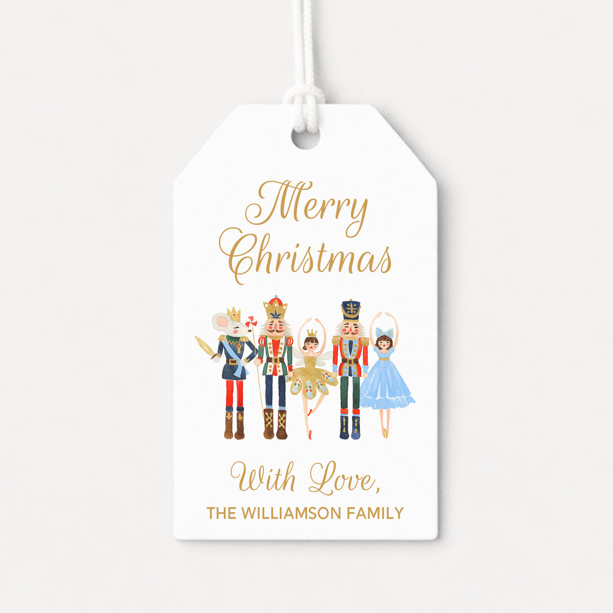 Nutcracker Ballet Personalized Gift Tags • Christmas Holiday Gift Wrapping • Custom Family Name Tag • Ballerina Dance Gifts Whimsical