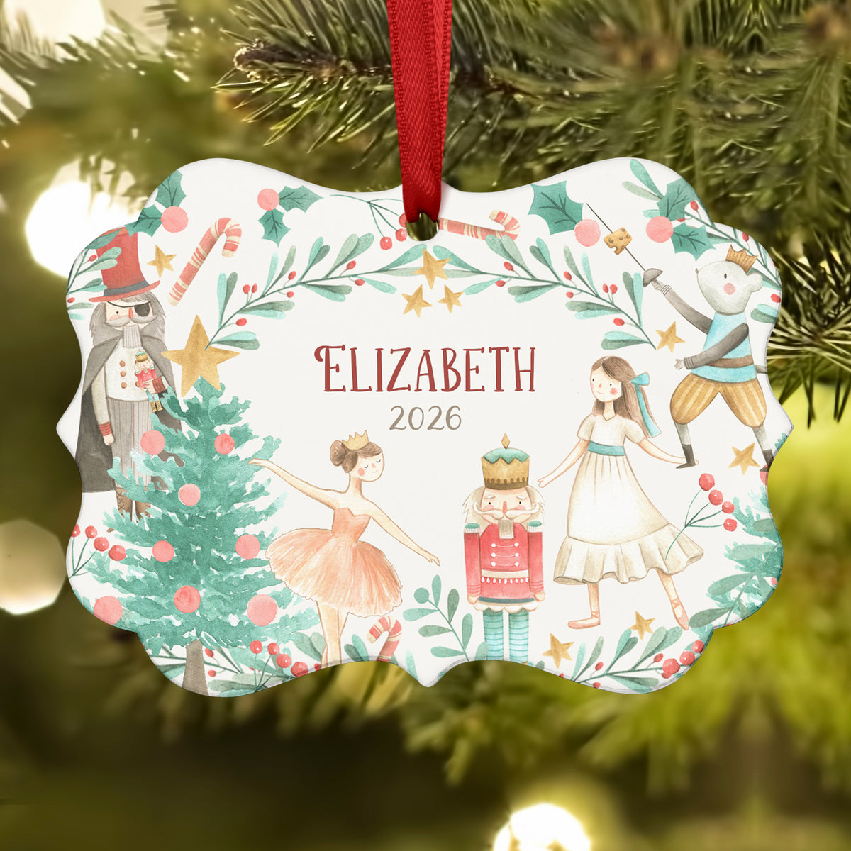 Nutcracker Christmas Ornament Personalized Custom Holiday Decor Gift Boy Girl Ballerina Ballet