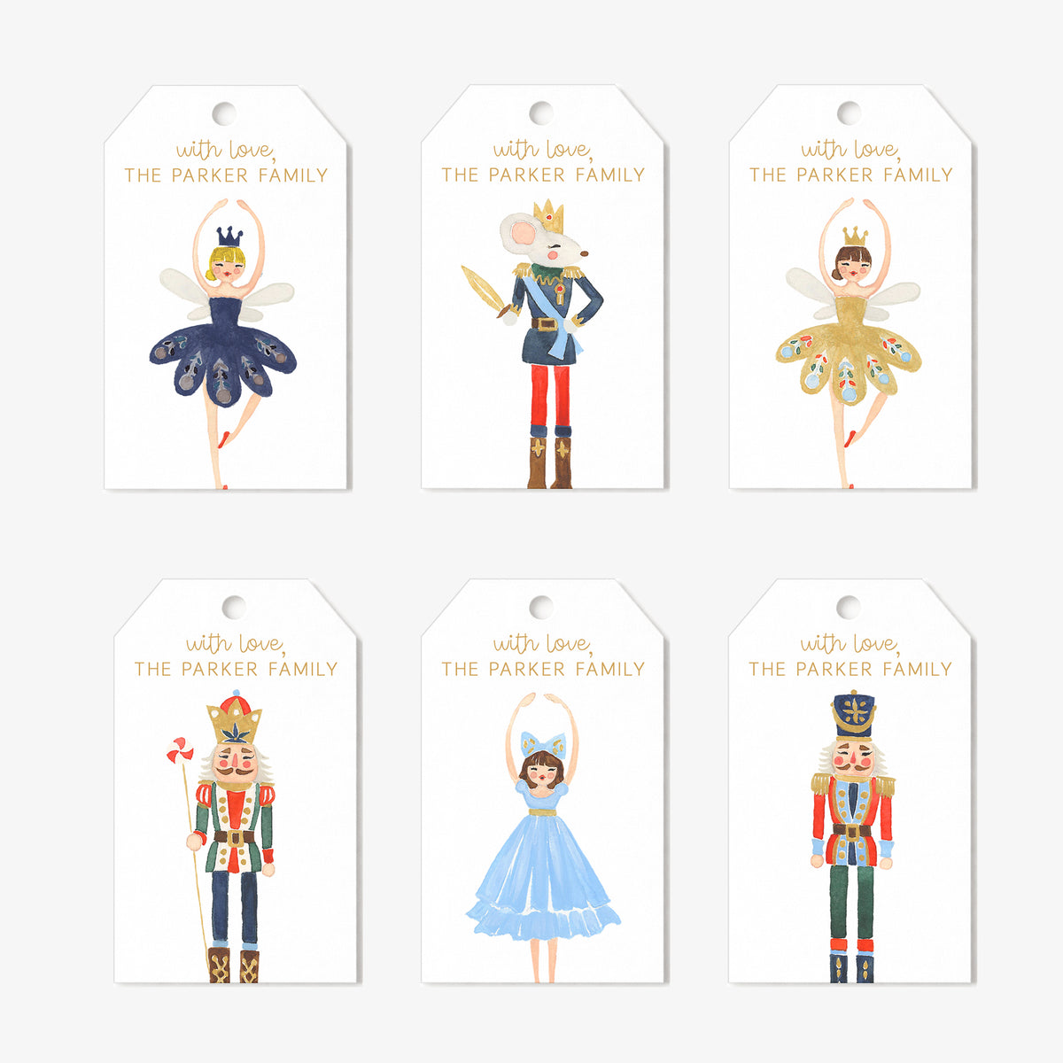 Nutcracker Ballet Christmas Personalized Gift Tags • Christmas Holiday Gift Wrapping • Custom Family Name Tag • Gifts