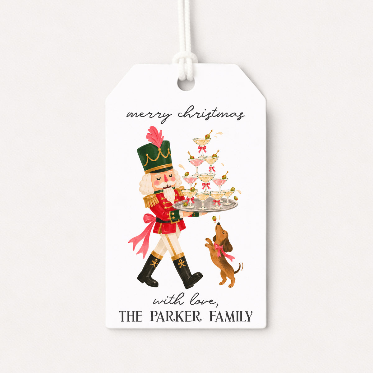 Whimsical Nutcracker Martini Personalized Gift Tags • Christmas Holiday Gift Wrapping • Custom Family Name Tag • Ballerina Dance Gifts Whimsical