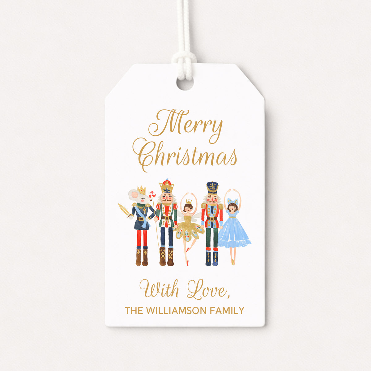 Nutcracker Ballet Personalized Gift Tags • Christmas Holiday Gift Wrapping • Custom Family Name Tag • Ballerina Dance Gifts Whimsical