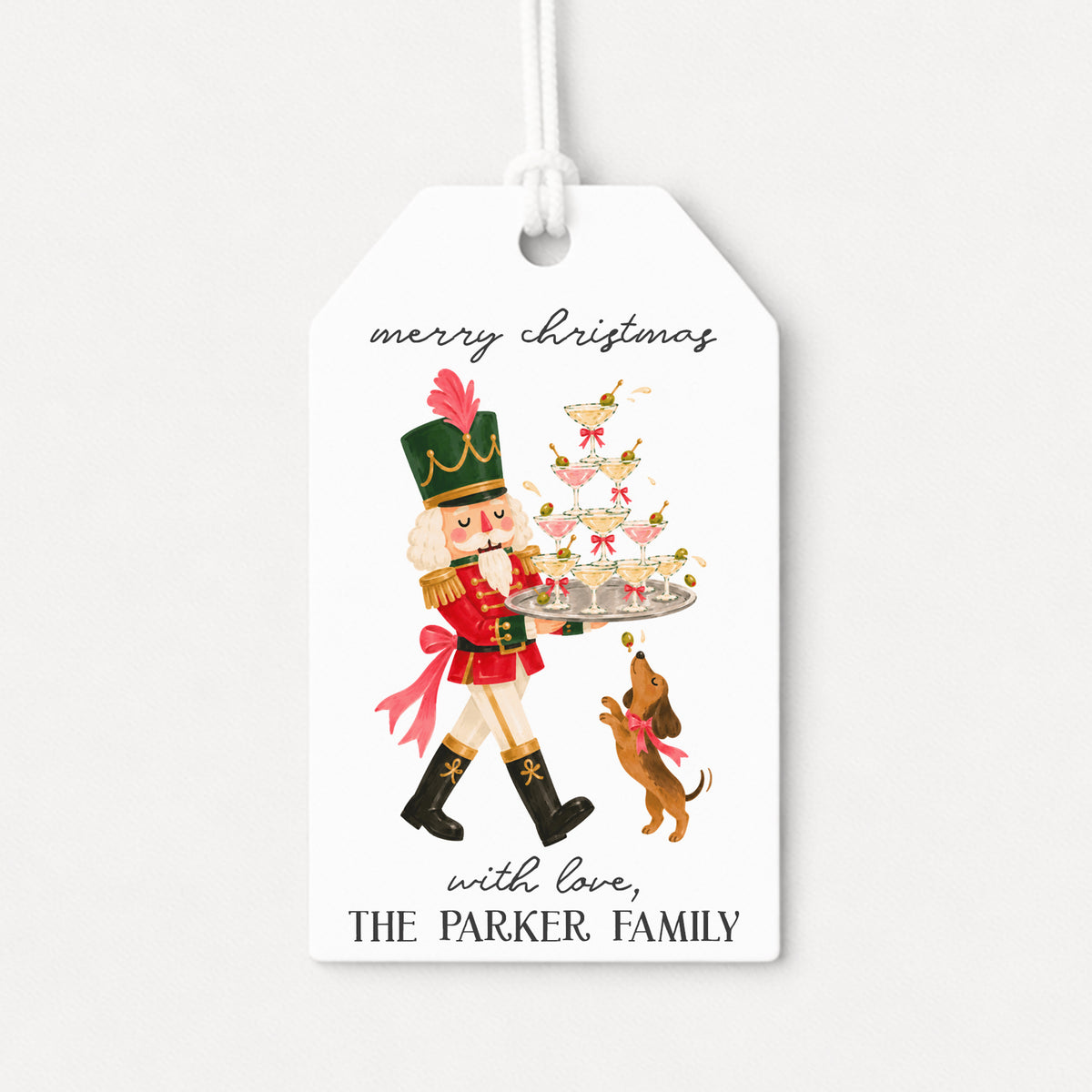 Whimsical Nutcracker Martini Personalized Gift Tags • Christmas Holiday Gift Wrapping • Custom Family Name Tag • Ballerina Dance Gifts Whimsical