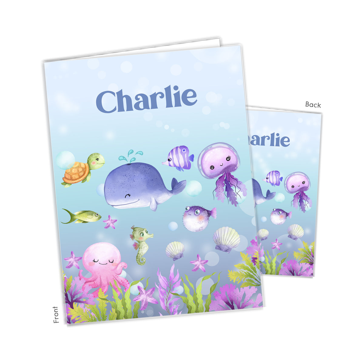 Under the Sea Fish Personalized Custom 2-Pocket Folder • School Office Supplies